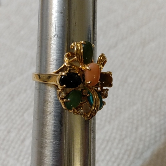 NIB Vintage Semi-Precious Gem Stone Gold Ring - Picture 6 of 16